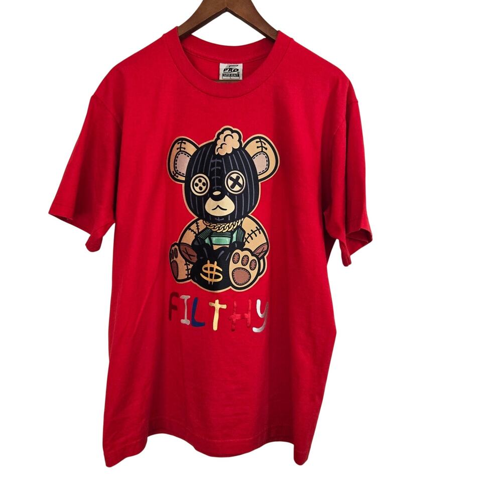 Red ProDrip Filthy Ski Mask Money Bear Graphic Tee Urban Streetwear Size Large